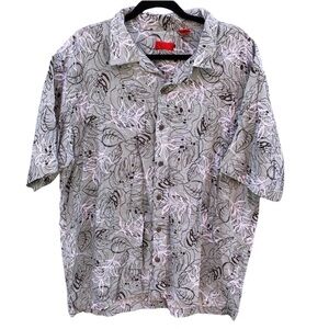 Izod Golf Silk Rayon Hawaiian Floral Short Sleeve Button Up Shirt Sz XXL